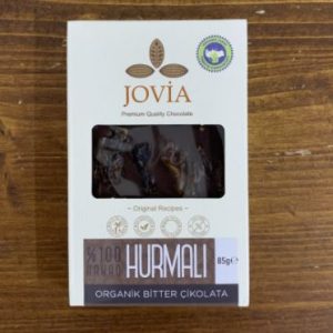 Jovia Organik Sertifikalı %100 Bitter Hurmalı Çikolata (85 gr)